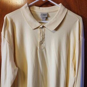 Men's XLT Tall L.L. Bean Yellow Pima Cotton Long Sleeve Polo Shirt